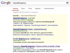 Google keresési eredmény
